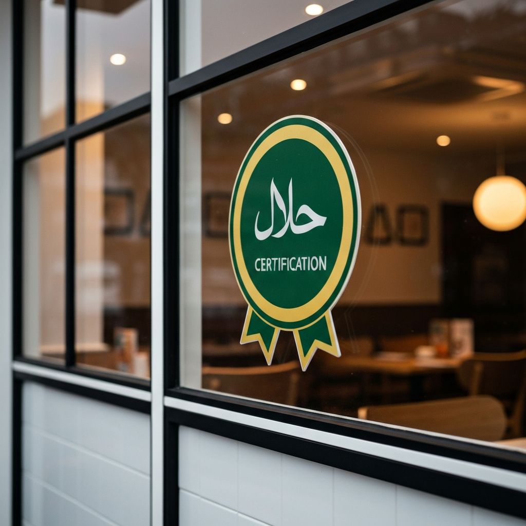 Certification halal affich\u00e9e dans un restaurant
